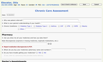 COACH Chronic Care Assessment Screenshot